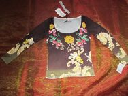 NEU mit ETIKETT * Glitzer * Kristalle * Stäbchen * Blüten * Flower- Power- Style * Feinstrick Pullover "IMAGINI sempre" Gr. 40- 42/ M, braun- bunt * - Riedlingen