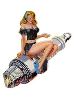 Tolles Blechschild Zündkerze mit Pin Up Girl - Berlin