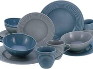 CreaTable Kombiservice Geschirr-Set Stripes Colors (16-tlg), 4 Personen, Porzellan, Service, umlaufendes Rillenrelief, 16 Teile, für 4 Personen