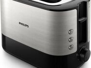 Philips Toaster HD2637/90 Viva Collection, 2 kurze Schlitze, für 2 Scheiben, 950 W, Brötchenaufsatz, Krümelschublade, 7 Bräunungsstufen, Silber
