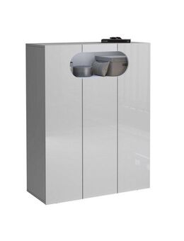 INOSIGN Schuhschrank Real,Schuhschrank,Schuhkommode,Schuhregal,Breite 90 cm komplett Hochglanz lackiert, 3 Türen mit offenem Fach in ovaler Form