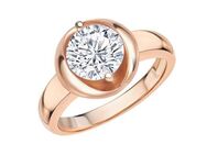 Zeeme Fingerring Silber 925 rosé-vergoldet mit weiße Zirkonia-Stein 8mm