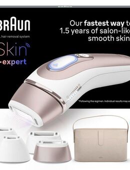 Braun IPL-Haarentferner Smart Skin i·expert PL7387, 4 Aufsätze für Gesicht & Körper, Venus Rasierer & Aufbewahrungsbox