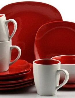 Retsch Arzberg Kombiservice Geschirr-Set, Service NOVA SQUARE (16-tlg), 4 Personen, Steinzeug, Bicolor-Look, 16 Teile, für 4 Personen