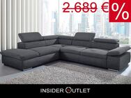 Ecksofa 272x226cm Schlaffunktion Grau Microfaser Couch Bettfunkt - Köln