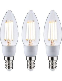 Paulmann LED-Leuchtmittel Eco-Line 3er Pack Kerze 525lm 2,5W 3000K klar 230V, Warmweiß