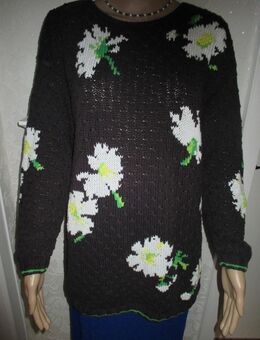 NEUw * Stylisch * Margeriten * Blüten * Grobstrick * Pullover "ALBA MODA" Gr. 38- 42/ S- M * Oversize * dunkel- blau * weiß * - Riedlingen