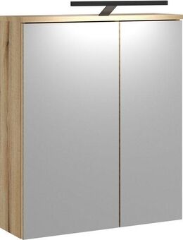 INOSIGN Badspiegel Oslo, Spiegelschrank in Eiche Evoke, Spiegel im skandinavischen Design, Aufbewahrungsschrank mit 2 Spiegeltüren, mit LED