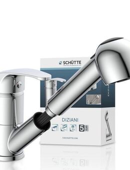 Schütte Spültischarmatur DIZIANI mit Geschirrbrause, Wasserhahn ausziehbar, Mischbatterie Küche, Chrom