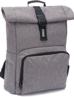Fillikid Wickelrucksack Tokio, grau melange, mit Wickelauflage und Volumenerweiterung
