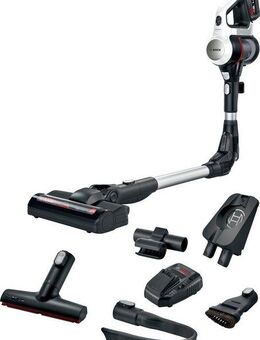 BOSCH Akku-Bodenstaubsauger Unlimited 7 BSS715CARP, 5.0 Ah Akku, Knickrohr, Hygiene-Filter, beutellos, 10 Jahre Motorgarantie, Schnellladegerät, Made in Germany, weiß