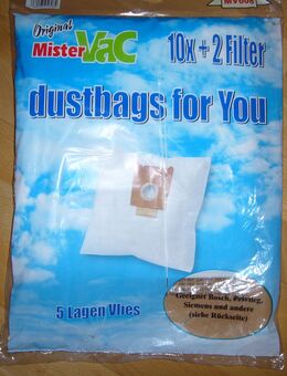 Staubsaugerbeutel MisterVac 10x-2 Filter MV608 (9,50€ inkl.Versand) - Krefeld