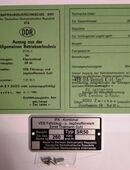 Simson SR50 SR 50 Blanko Betriebserlaubnis BE ABE Typenschild & Kerbnagel in 29378