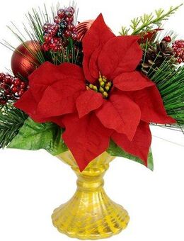 Winterliche Kunstpflanze Gesteck, Poinsettia im Pokal, Weihnachtsstern, Weihnachtdeko, Christstern, I.GE.A., Höhe 30 cm, Kunstblumen-Arrangement, festliches Blumenensemble, Weihnachtsgesteck