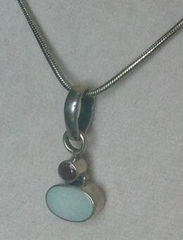 Edelsteinanhänger 925 Silber, mit gefassten Opal und Granat - Stemmen