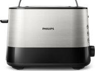 Philips Toaster HD2637/90 Viva Collection, 2 kurze Schlitze, für 2 Scheiben, 950 W, Brötchenaufsatz, Krümelschublade, 7 Bräunungsstufen, Silber