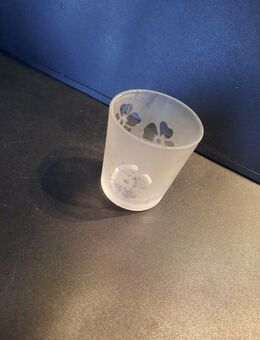 Teelichthalter Glas Höhe ca. 7cm Milchglas Blumen - Essen
