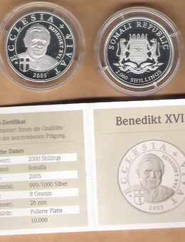 Silbermünze, 999 Silber, Qualität: PP. Joseph Ratzinger, PapstBenedikt XVI. - Laatzen