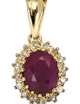 JOBO Kettenanhänger Anhänger mit rubin und 16 Diamanten, 585 Gold