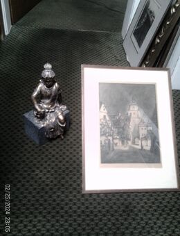 Fritz Hartmann 1878-1961 "Rottenburg bei Nacht" Radierung signiert M:37x48 cm Farbenfrische Darstellung! - Sternenfels