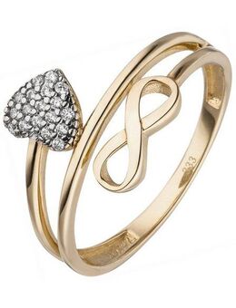 JOBO Fingerring Herz Unendlichkeit, 333 Gold mit 18 Zirkonia