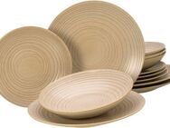 CreaTable Tafelservice Lava Stone Sand (12-tlg), 4 Personen, Steinzeug, robuste, kratzfeste, seidenmatte Glasur