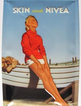 Blechschild - Nivea - Skin Needs Nivea - Retro 30 x 20 cm - Original Nivea Werbung von 1958 - Doberschütz