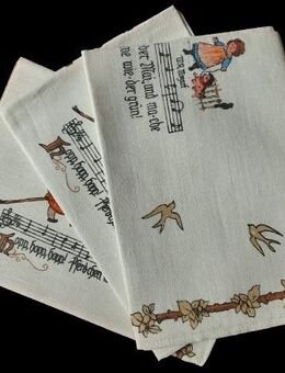Vintage Reinleinen Tücher zum Aufhängen – zauberhaft, selten mit diesen nostalgischen Motiven - Niederfischbach