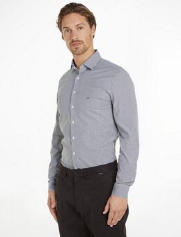Calvin Klein Langarmhemd POPLIN STRIPE SLIM SHIRT mit Logoprägung