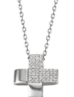 Firetti Kette mit Anhänger Schmuck Geschenk Silber 925 Halsschmuck Halskette Ankerkette Kreuz, mit Zirkonia (synth)