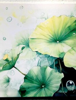 Leinwand Bild Malerei,Wassertropfen,Lotus Blumen, 57 x 37cm "Neu" - Berlin