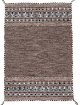carpetfine Teppich Kelim Azizi, auch als Läufer erhältlich, rechteckig, Höhe: 5 mm, handgewebt, Baumwolle, Wendeteppich mit Fransen, Fleckerl, Wohnzimmer