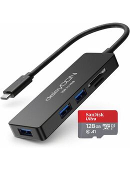 OTG USB 3.0 Typ C, Hub 3x USB 3.0 Typ A & DUAL Speicherkartenleser deleyCON, SD & MicroSD Laufwerke, SanDisk Ultra MicroSDXC 128GB mit einer Datenübertragung von bis zu 120MB/s, inklusive SD-Adapter - Fürth