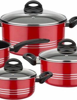 GSW Topf-Set Milano color, Aluminium, Leichtmetall-Legierung (Set, 7-tlg., je 1 Kochtopf Ø 16/20/24 cm, 1x Stielkasserolle Ø 16 cm), extra starker FerroTherm®Boden, Induktion