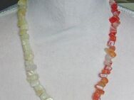 Silberschmuck, Halskette, facettierte Glassteine in rot/beige - Stemmen