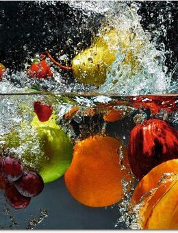 Artland Glasbild Spritzendes Obst auf dem Wasser, Lebensmittel (1 St), in verschiedenen Größen