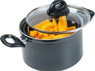 Genius Spaghettitopf Cerafit Magic Pot, (Set, 8-tlg., Pot, ⌀ 24 cm, Sieb, ⌀ 24 cm, Glasdeckel, ⌀ 24 cm, 2in1 Schwämme 5tlg), direkt entnehmbares Sieb, Induktion