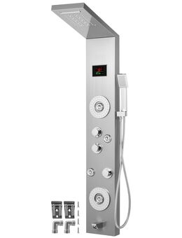 LED Duschpaneel 6 in 1 Edelstahl Duschpaneelsysteme Verstellbare Massagedüsen Silberner Sprüher Regen Duschpaneel Wasserfall Massagesystem für Haus Hotel - Wuppertal