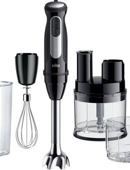 Braun Stabmixer MultiQuick 5 Pro MQ 55755 M - 1000W, 25 Einstellungen, Küchenmaschine, 1000 W, Spritzschutz, 500 ml Mini Küchenmaschine + Zubehör, Extra Mahlklinge