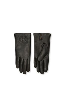 Calvin Klein Lederhandschuhe RAISED CK LEATHER GLOVE Aus Schaf-Nappaleder