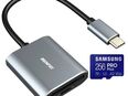 OTG USB 3.0 Typ C, DUAL Speicherkartenleser BENFEI, SD & MicroSD Laufwerke, Samsung PROPlus MicroSDXC 256GB mit einer Datenübertragung von bis zu 160MB/s, inklusive SD-Adapter in 90763