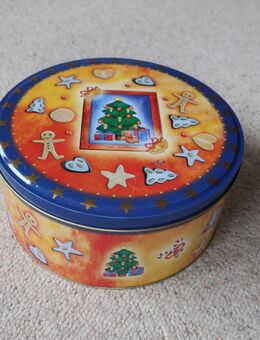 Blechdosen Weihnachtsdosen Gebäckdosen Blechteller Weihnachten bunt multicolor - Niddatal