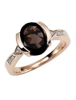 Diamonds by Ellen K. Fingerring 375/- Gold Rauchquarz mit Diamant 0,04ct.