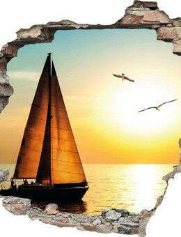 queence Wandtattoo Segelboot (1 St), Wandsticker, Wandbild, selbstklebend, 3D, Wanddurchbruch
