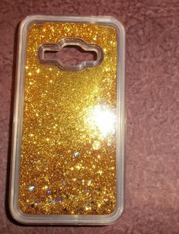 HANDYHÜLLE für Samsung Galaxy J1 Backcover/ Gold-Glitzer flüssig - Duisburg