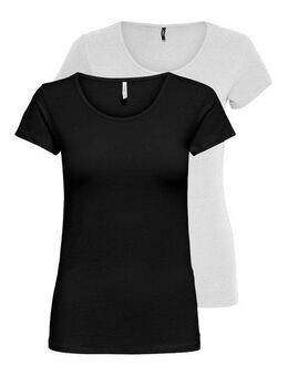 ONLY Rundhalsshirt ONLLIVELOVE LIFE S/S O-NECK TOP (Packung, 2-tlg)