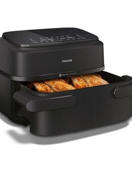 Philips Heißluftfritteuse Airfryer 1000 Flexible Basket NA150/00, zwei Körbe mit 7.1L, 2450 W, RapidAir Technologie und 10 Kochfunktionen, Schwarz