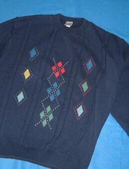 NEUw * Herren oder Damen * Unisex * Original VINTAGE * Old School * Rauten * Grob- Strick * Pullover "St. Clou" Italy * Gr. 52- 54/ L * dunkel- blau * - Riedlingen