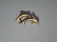 Delphin Anstecknadel 2 Delphine gold mit Strassaugen 4 cm in 63322