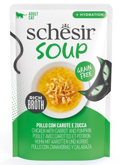 Sparpaket Schesir Cat Soup 24 x 40 g - Huhn mit Karotten und Kürbis